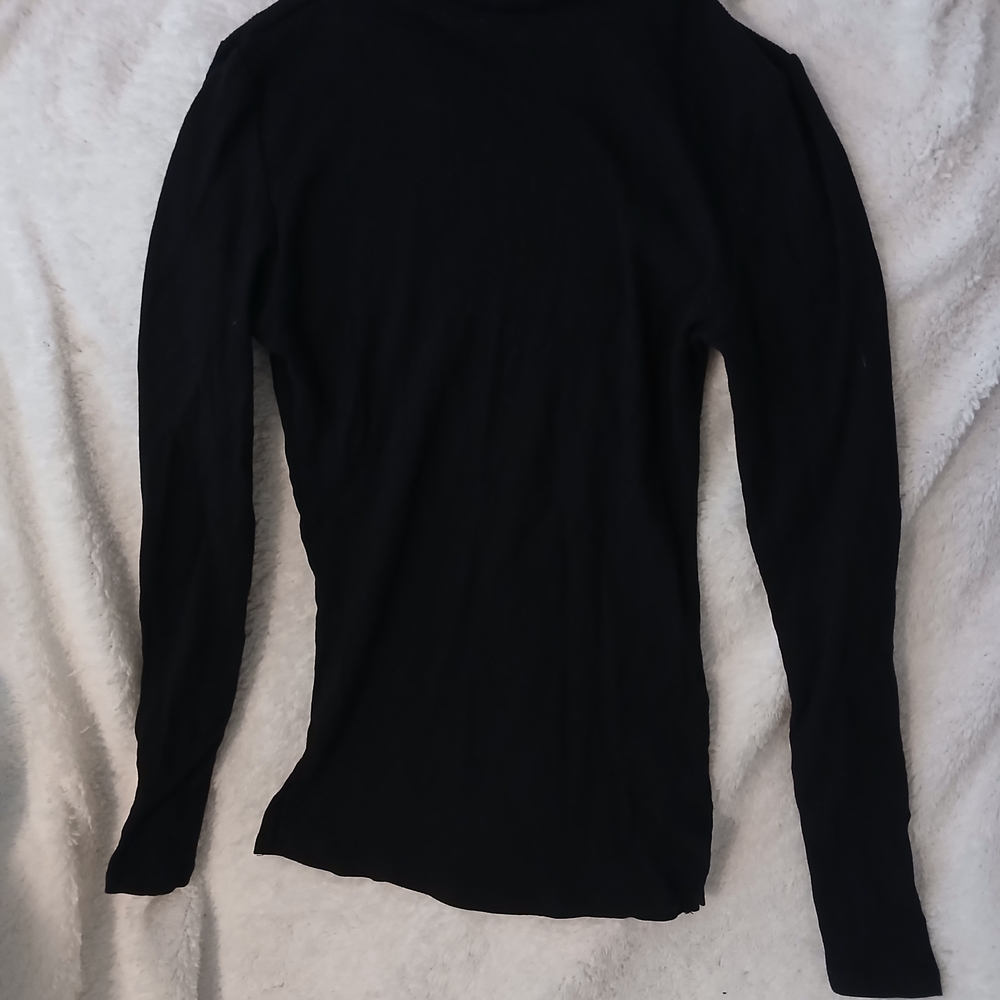 Ambiance Black Fitted Long Sleeve Turtleneck